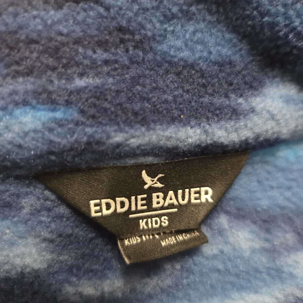 Eddie Bauer Kids Blue Patterned Fleece Jacket EUC Size M 10/12